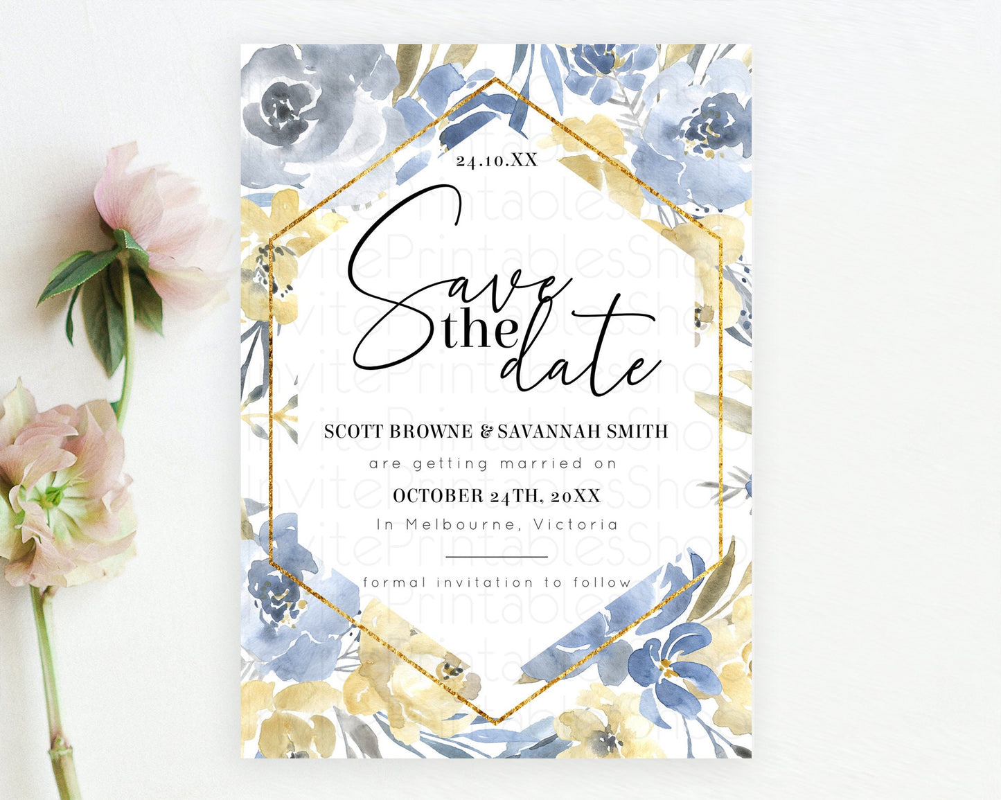 Wildflower Save The Date Template Secret Garden Save The Date Pastel Floral Garden Party Boho Flowers Birthday Baby Shower Wedding D10782