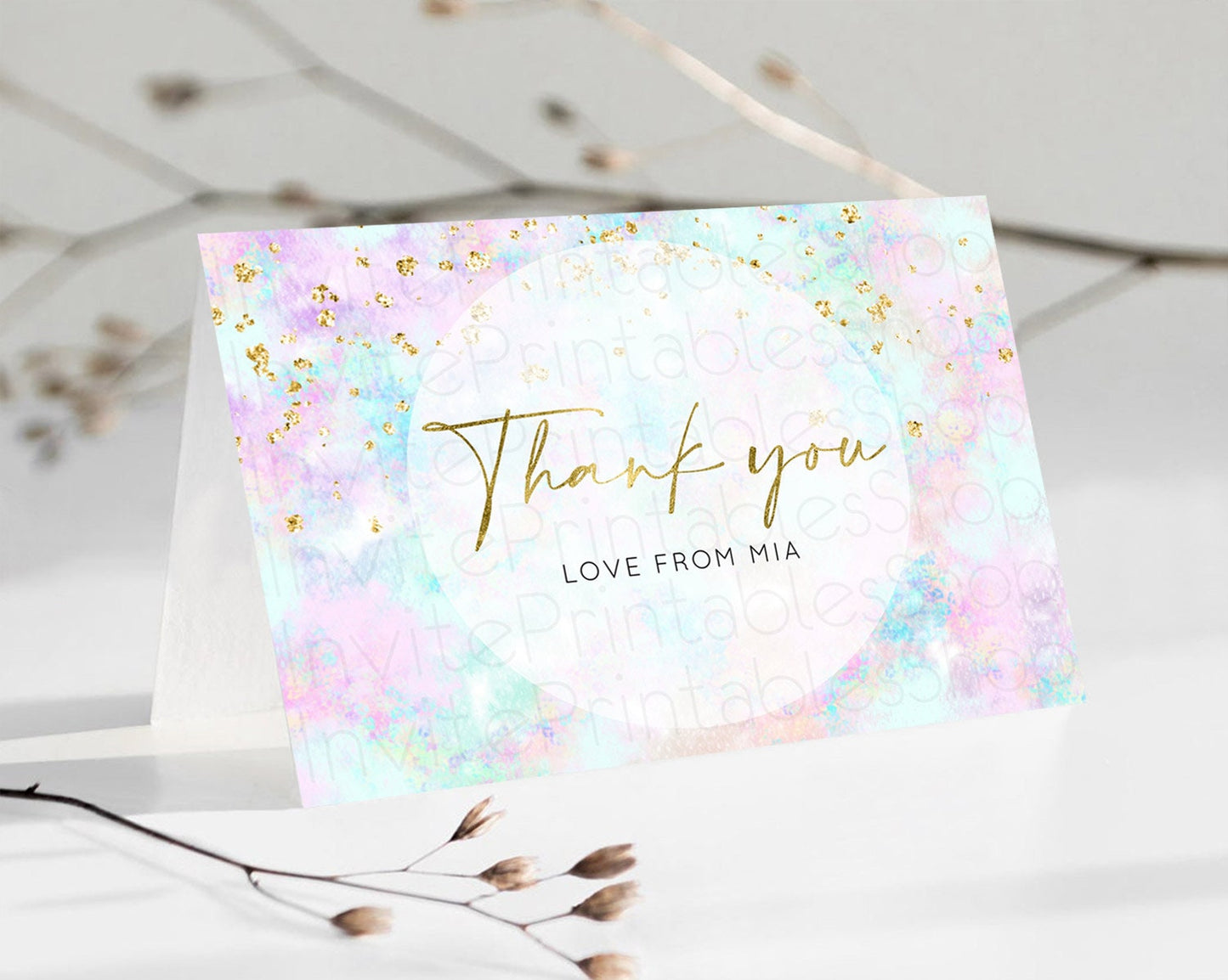 Pastel Thank You Rainbow Thank You Card Colorful Pastel Birthday Thank You Card Confetti Watercolor Pastel Teacher Thank You Cards D10652