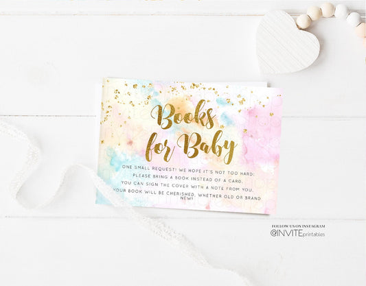 Rainbow Books for Baby Card Pastel Books For Baby Request Baby Shower Book Request Insert Colorful Books Instead of Card Books For Baby 566