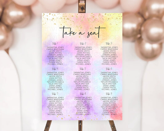 Rainbow Seating Chart Pastel Seating Chart Colorful Pastel Watercolor Seating Sign Ombre Pastel Décor Pastel Take A Seat Sign D10438