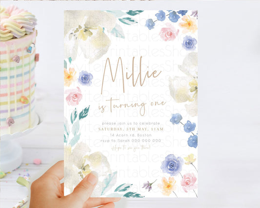 Editable Secret Garden Invitation Wildflower Birthday Invitation Pastel Flow