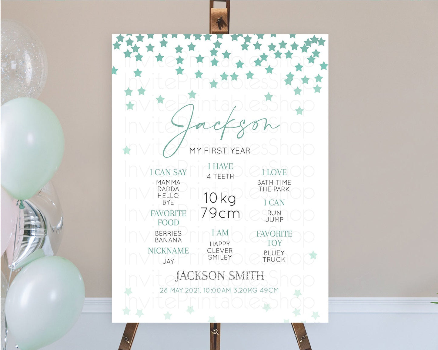 Star First Birthday Milestone Poster Pastel Stars Milestone Shooting Star Rainbow Colorful Confetti Twinkle Little Star 1st Birthday D10310