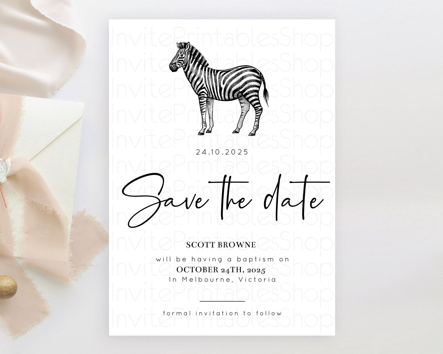 Zebra Save The Date Template Zebra Party Save The Date Safari Adventure Zebra Minimal Theme For 1st Birthday Baptism Baby Shower D10249