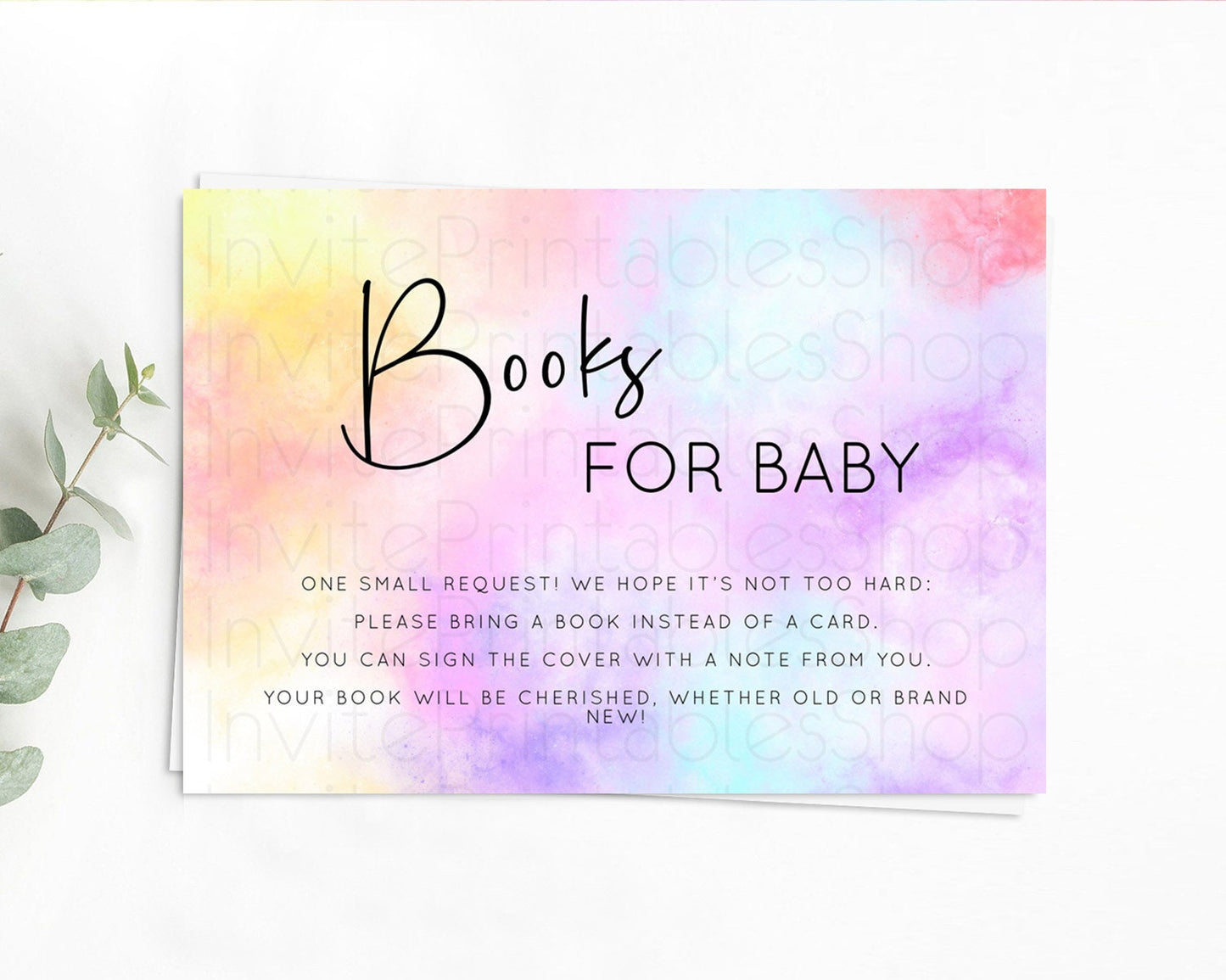 Pastel Books For Baby Card Pastel Rainbow Book Insert Colorful Ombre Watercolor Book Card Confetti Glitter Baby Book Poem Request D10438