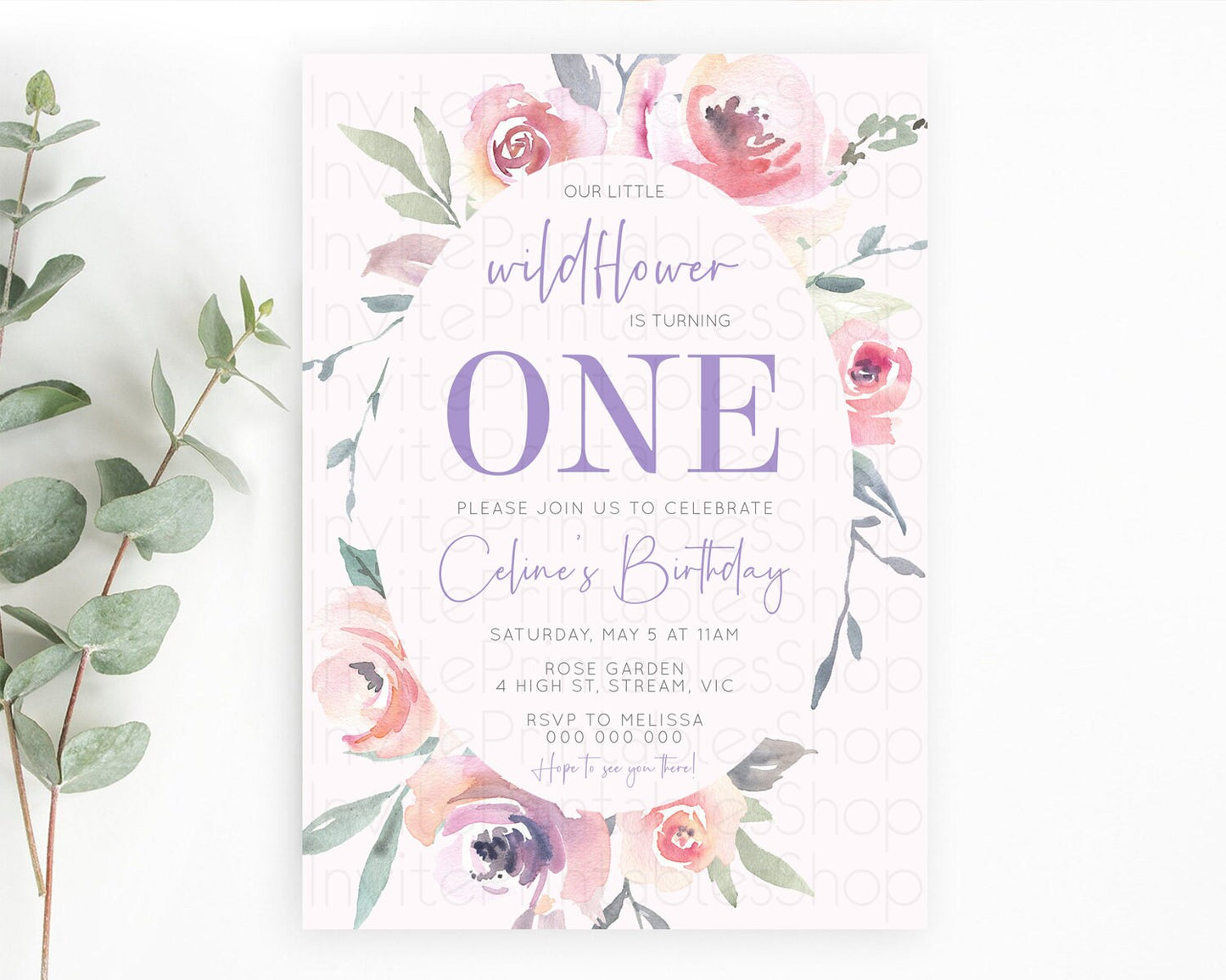 Secret Garden Invitation Wildflower Birthday Invitation Pastel Flowers Invite Enchanted Garden Boho Floral 3rd 2nd First Birthday D10222