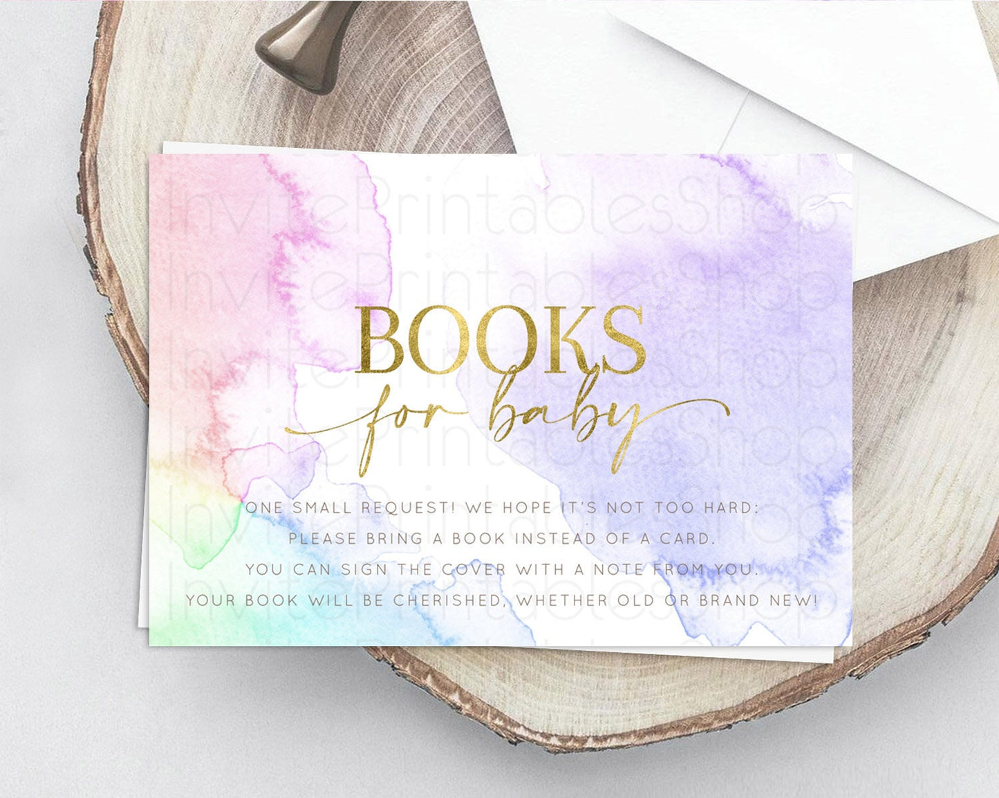 Editable Pastel Books For Baby Card Pastel Rainbow Book Insert Colorful Ombr