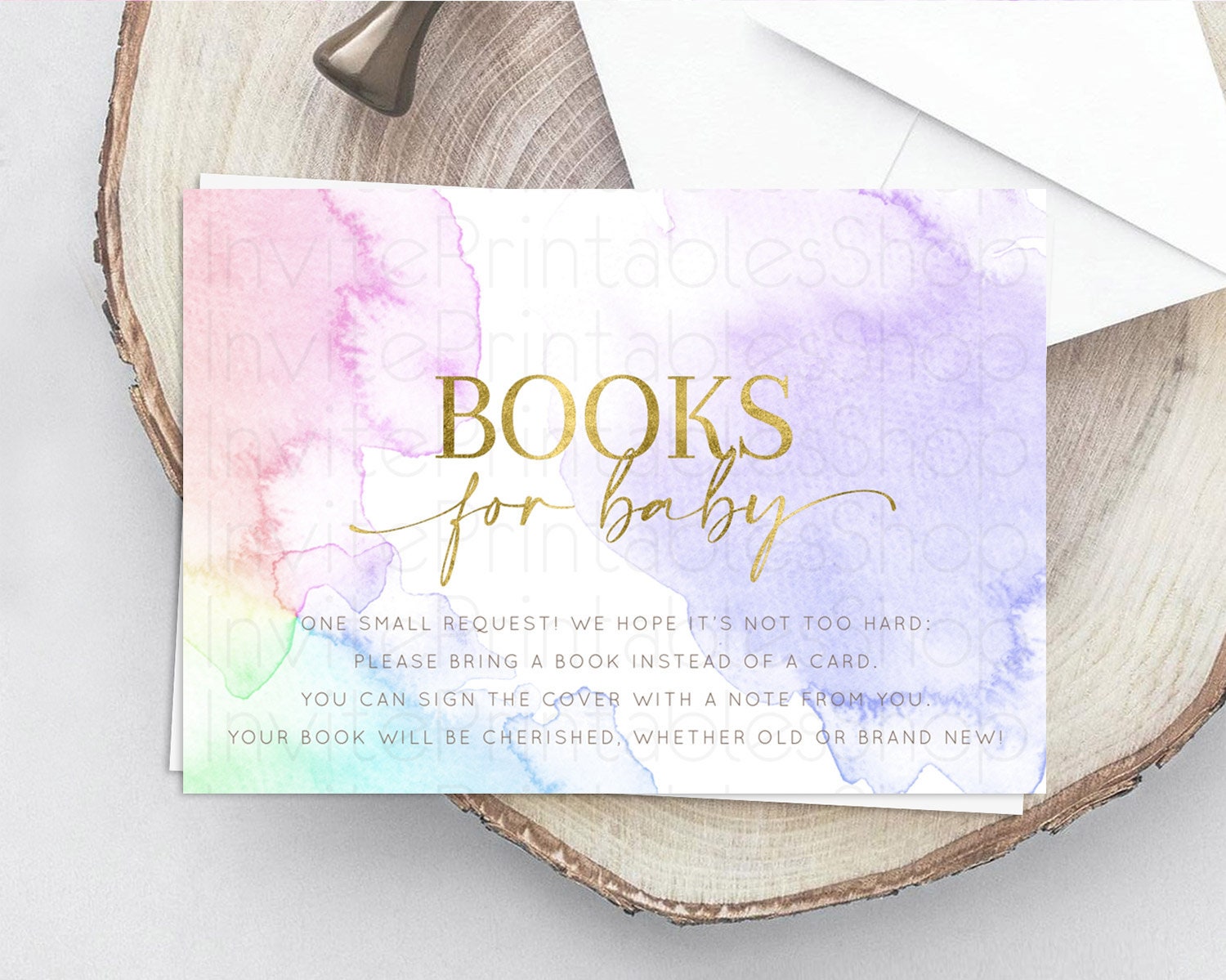 Editable Pastel Books For Baby Card Pastel Rainbow Book Insert Colorful Ombr