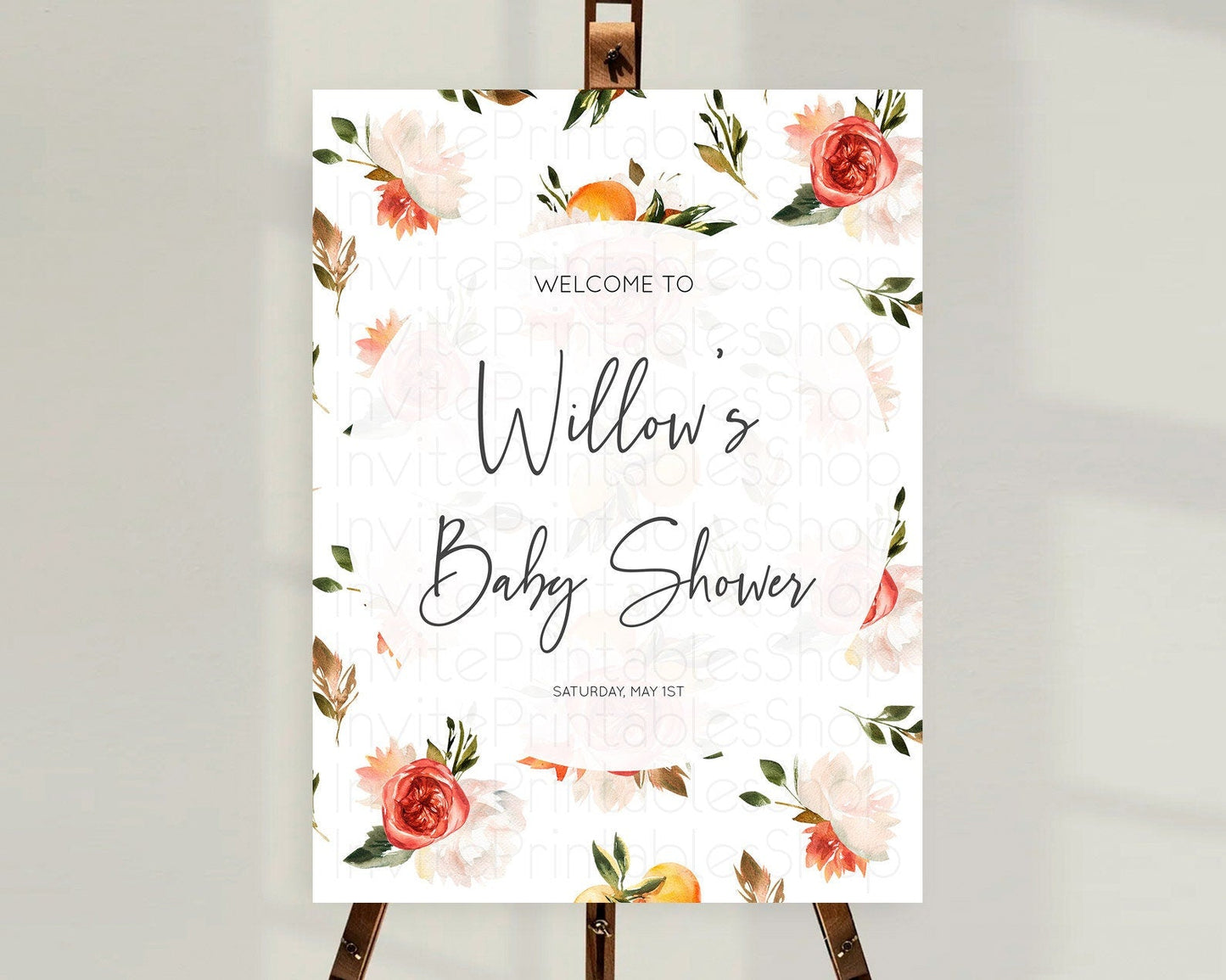Citrus Baby Shower Welcome Sign Lemon Welcome Sign Orange Welcome Sign Citrus Welcome Poster Citrus Floral Decor Baby Welcome Board D10540