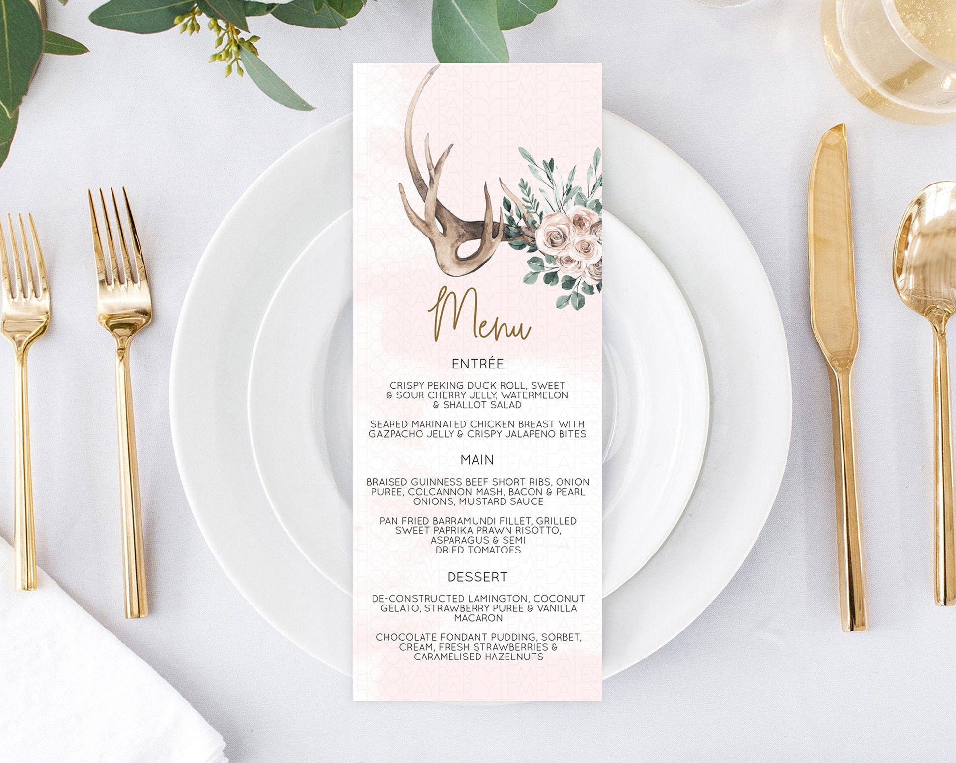 Editable Secret Garden Menu Wildflower Menu Template Pastel Flower Garden Ta