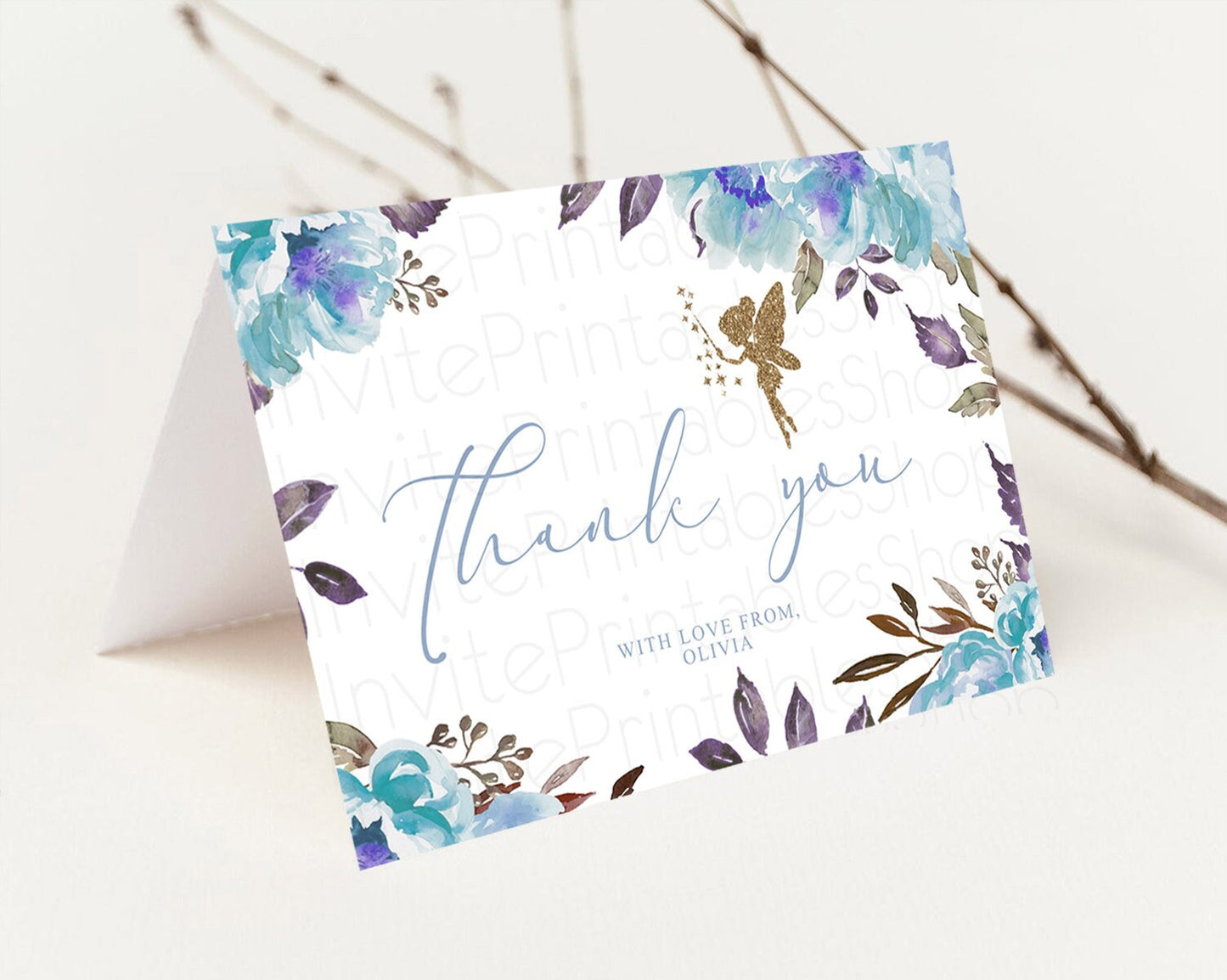 Fairy Thank You Fairy Thank You Card Enchanted Garden Pastel Butterfly Birthday Thank You Floral Secret Garden Teacher Thank You D10728