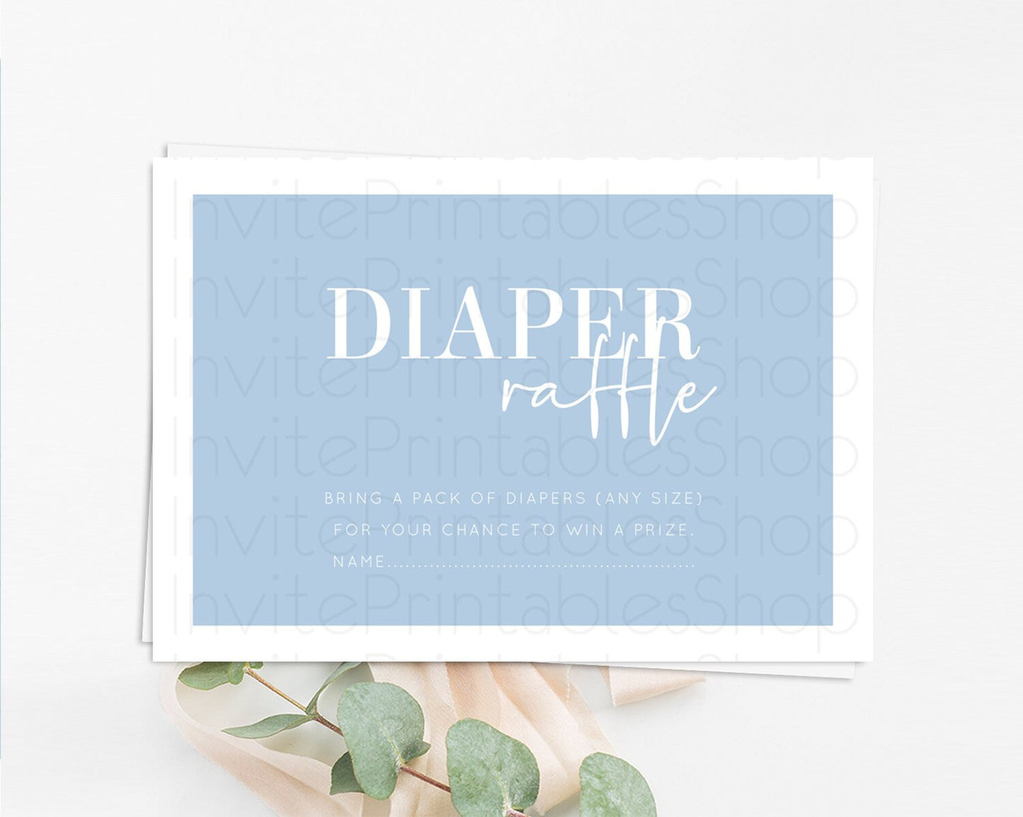 Blue Diaper Raffle Card Plain Blue Diaper Raffle Insert Minimalist Pastel Blue Diaper Ticket Blue Simple Baby Shower Raffle Game D10734