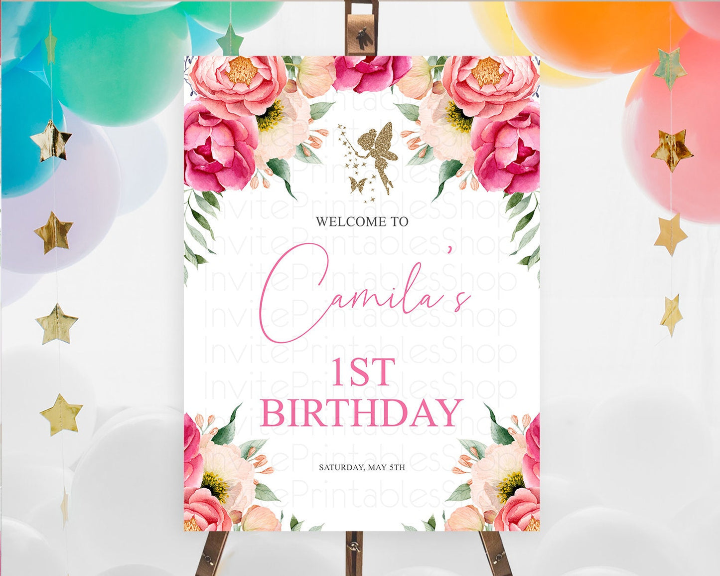 Fairy Welcome Sign Fairy Welcome Board Enchanted Garden Pastel Floral Butterfly Decor Secret Garden First Birthday Welcome Sign D10883