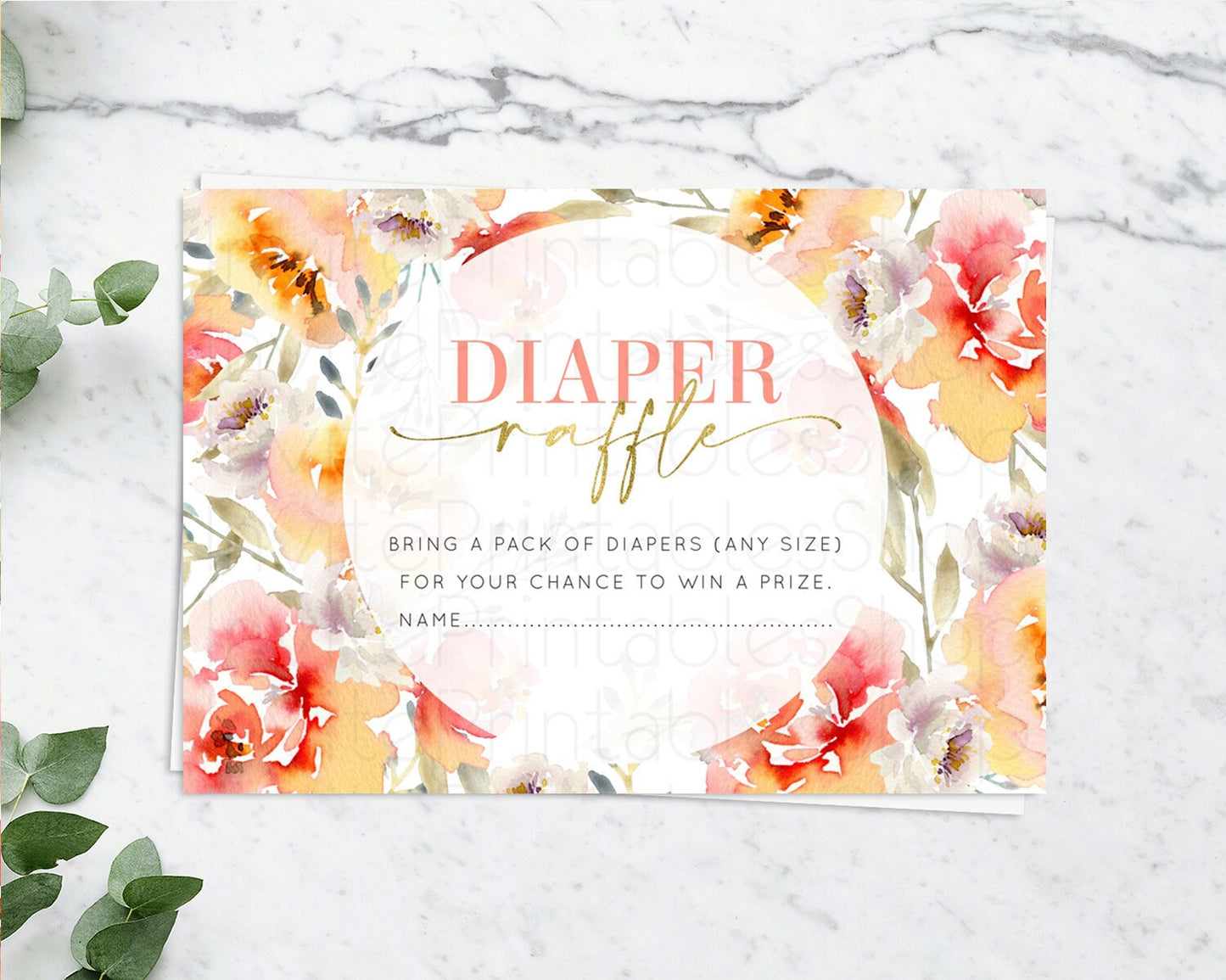 Secret Garden Diaper Raffle Card Boho Wildflower Diaper Raffle Insert Pastel Flower Garden Baby Shower Card Flower Raffle Game D10280