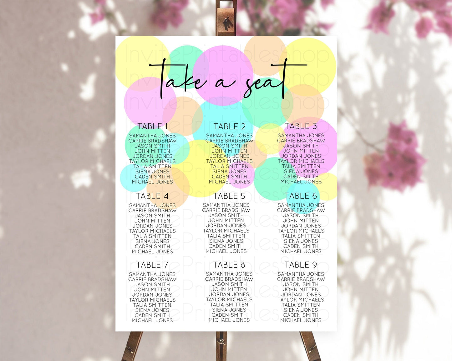 Pastel Seating Chart Pastel Confetti Seating Chart Bubbles Sprinkles Seating Sign Colorful Rainbow Decor Confetti Seating Board D10409