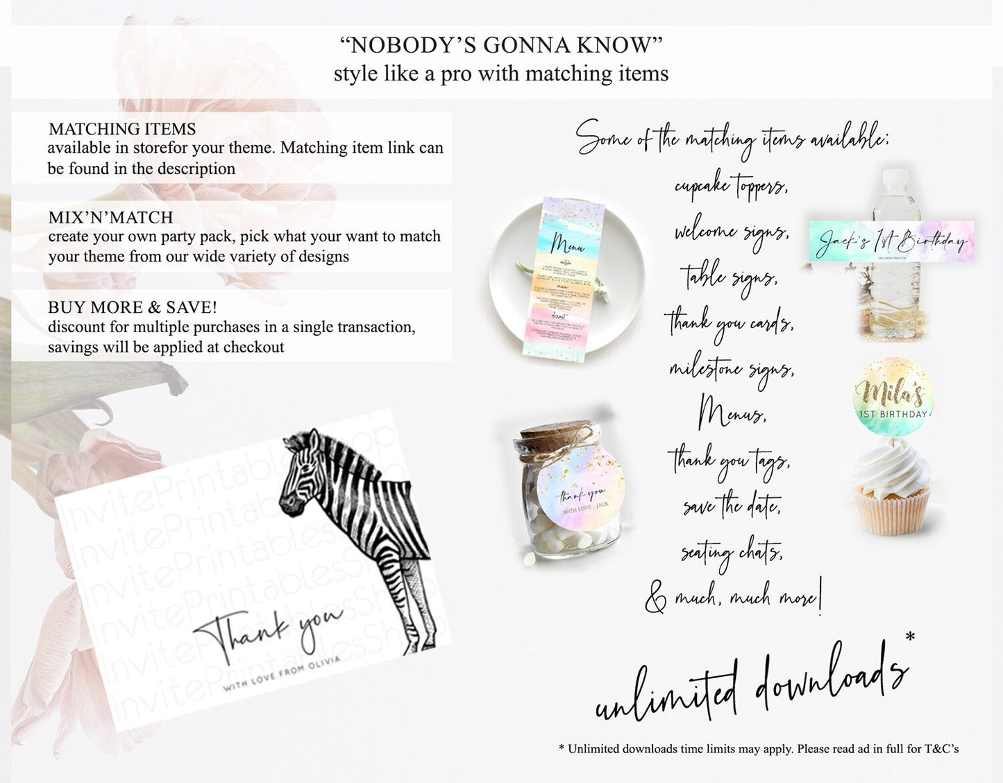 Zebra Thank You Zebra Thank You Card Zebra Birthday Thank You Cards Safari Dried Palm Fern Zebra Teacher Thank You Card Template D10249