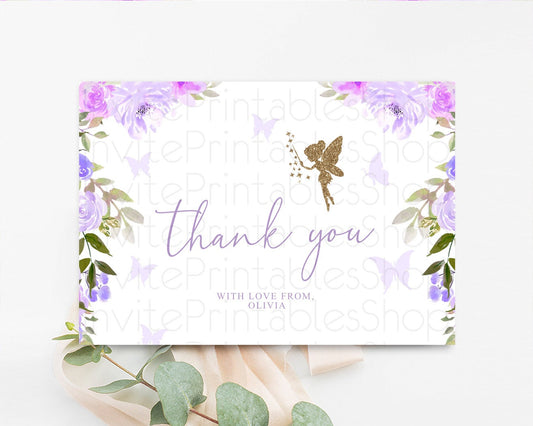 Editable Fairy Thank You Card Enchanted Garden Fairy Secret Garden Glitter F