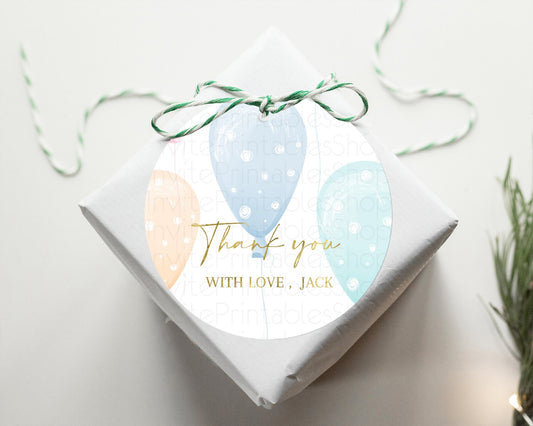 Editable Pastel Balloons Thank You Tags Colorful Balloon Thank You Gift Tags