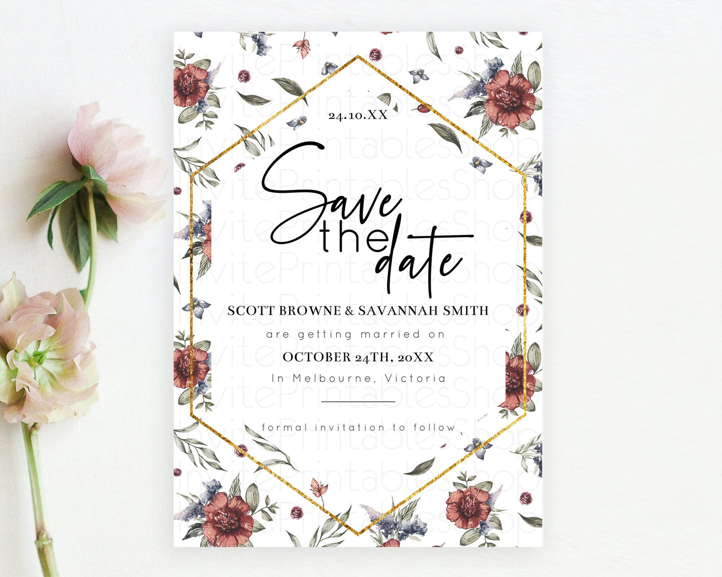 Wildflower Save The Date Template Secret Garden Save The Date Pastel Floral Garden Party Boho Flowers Birthday Baby Shower Wedding D10503