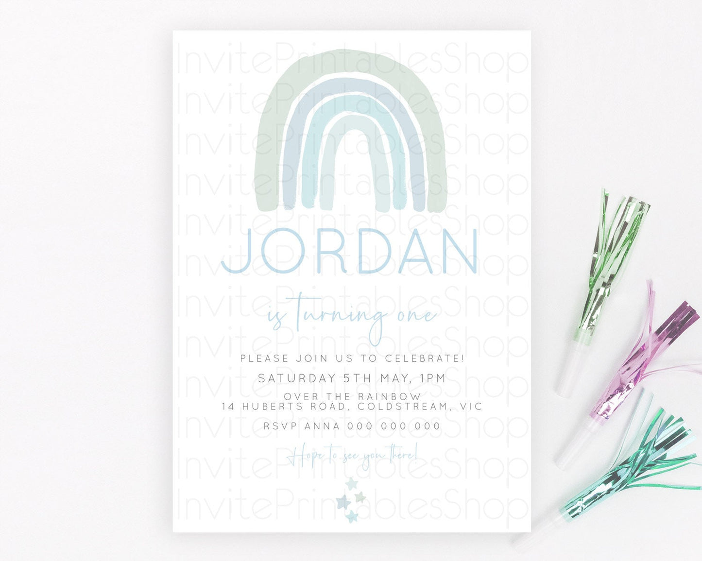 Pastel Rainbow Birthday Invitation Pastel Rainbow Invitation Rainbow Invitation Pastel Invitation Boho Rainbow 1st First Birthday D23095