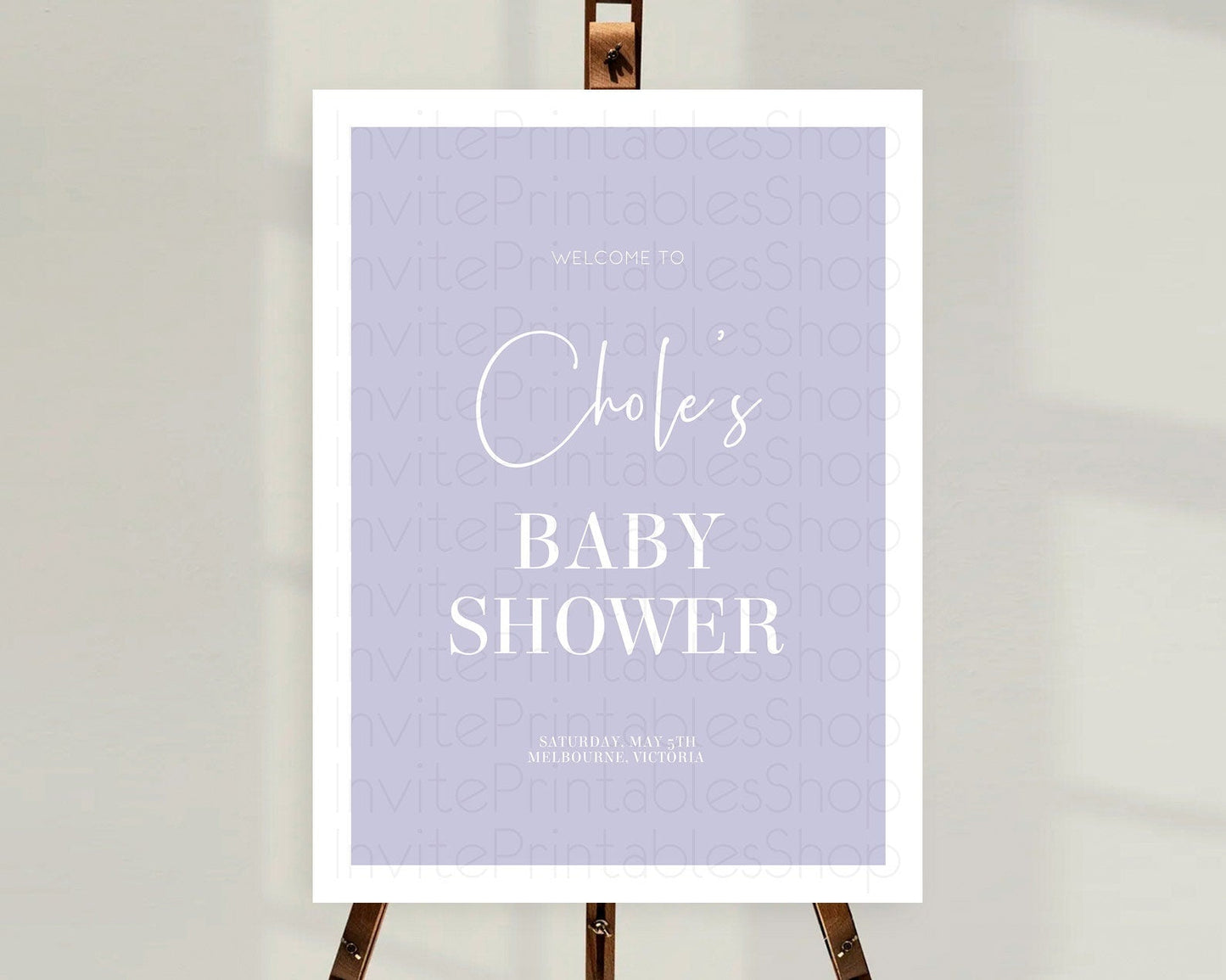 Purple Baby Shower Welcome Sign Plain Purple Welcome Board Minimalist Pastel Purple Welcome Poster Modern Purple Simple Welcome Sign D10942