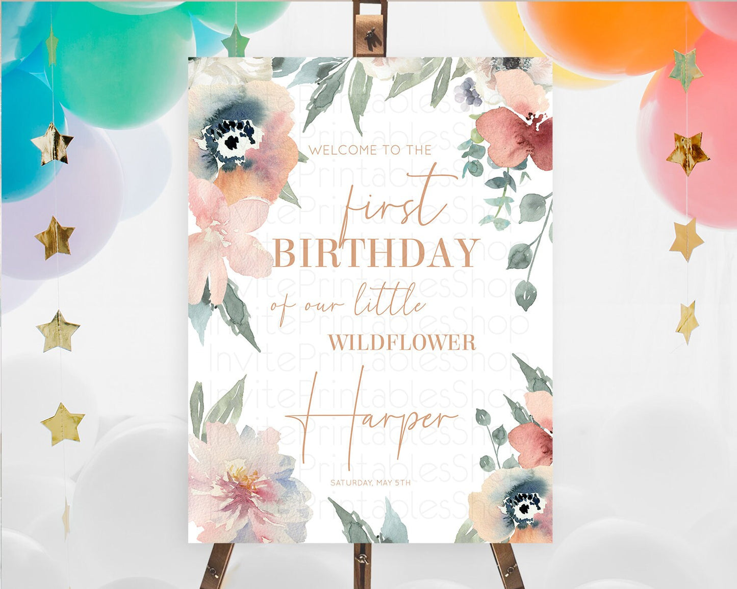 Editable Secret Garden Welcome Sign Wildflower Welcome Board Pastel Flower G