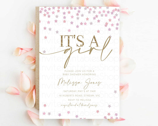 Editable Twinkle Star Baby Shower Invitation Pastel Twinkle Star Invitation