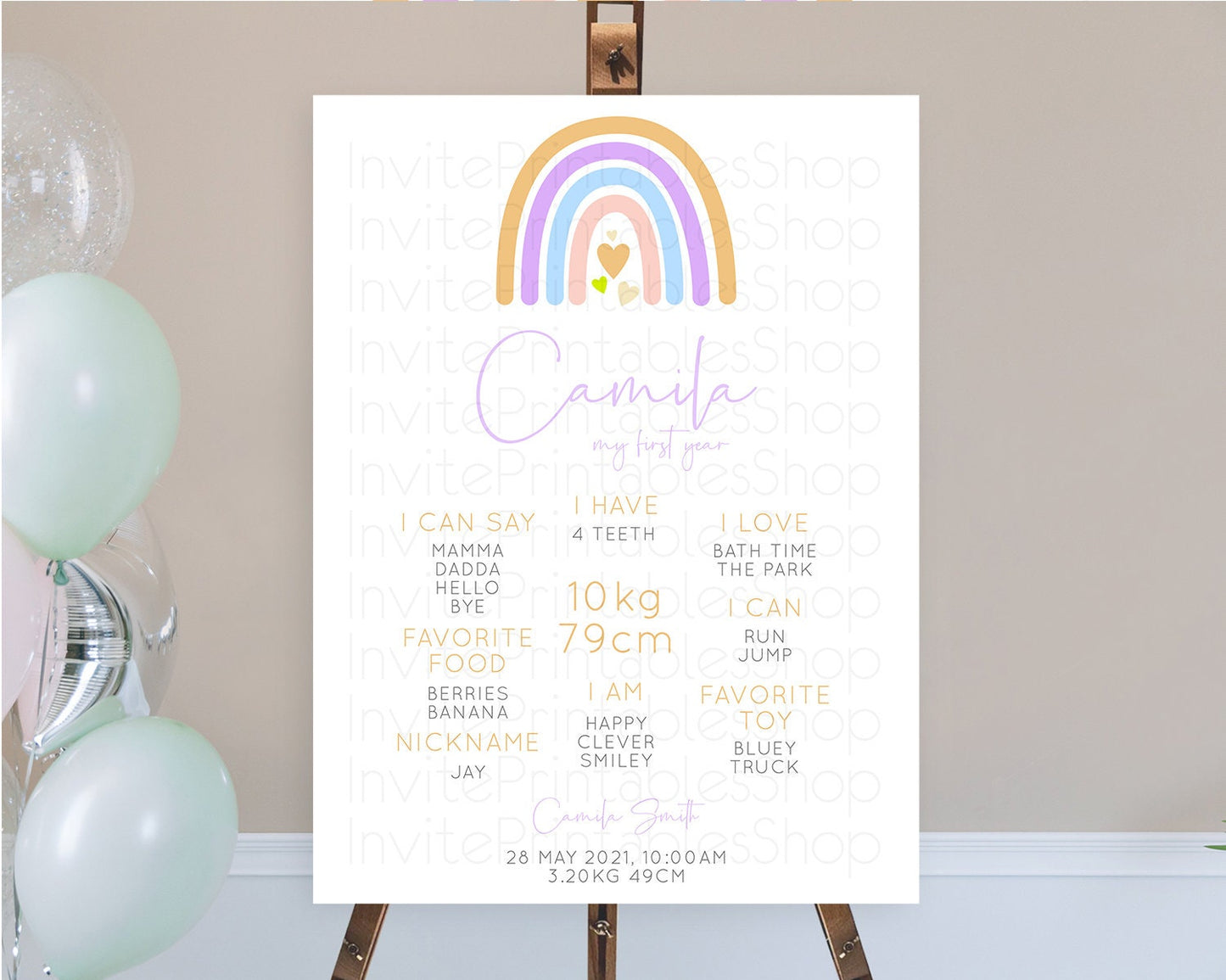 Pastel Rainbow First Birthday Milestone Poster Boho Rainbow Milestone Board Rainbow Milestone Pastel Milestone Rainbow 1st Birthday D10238