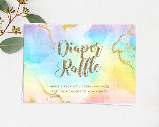 Editable Pastel Diaper Raffle Card Pastel Rainbow Diaper Raffle Insert Color