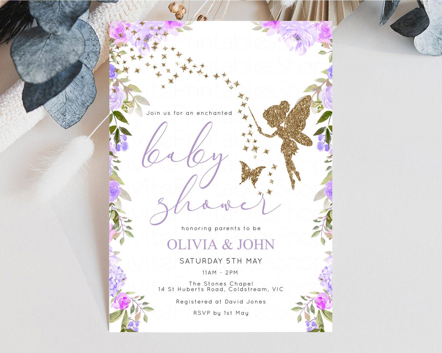 Fairy Baby Shower Invitation Enchanted Forest Baby Shower Secret Garden Shower Whimsical Floral Shower Boho Botanical High Tea Party D10910