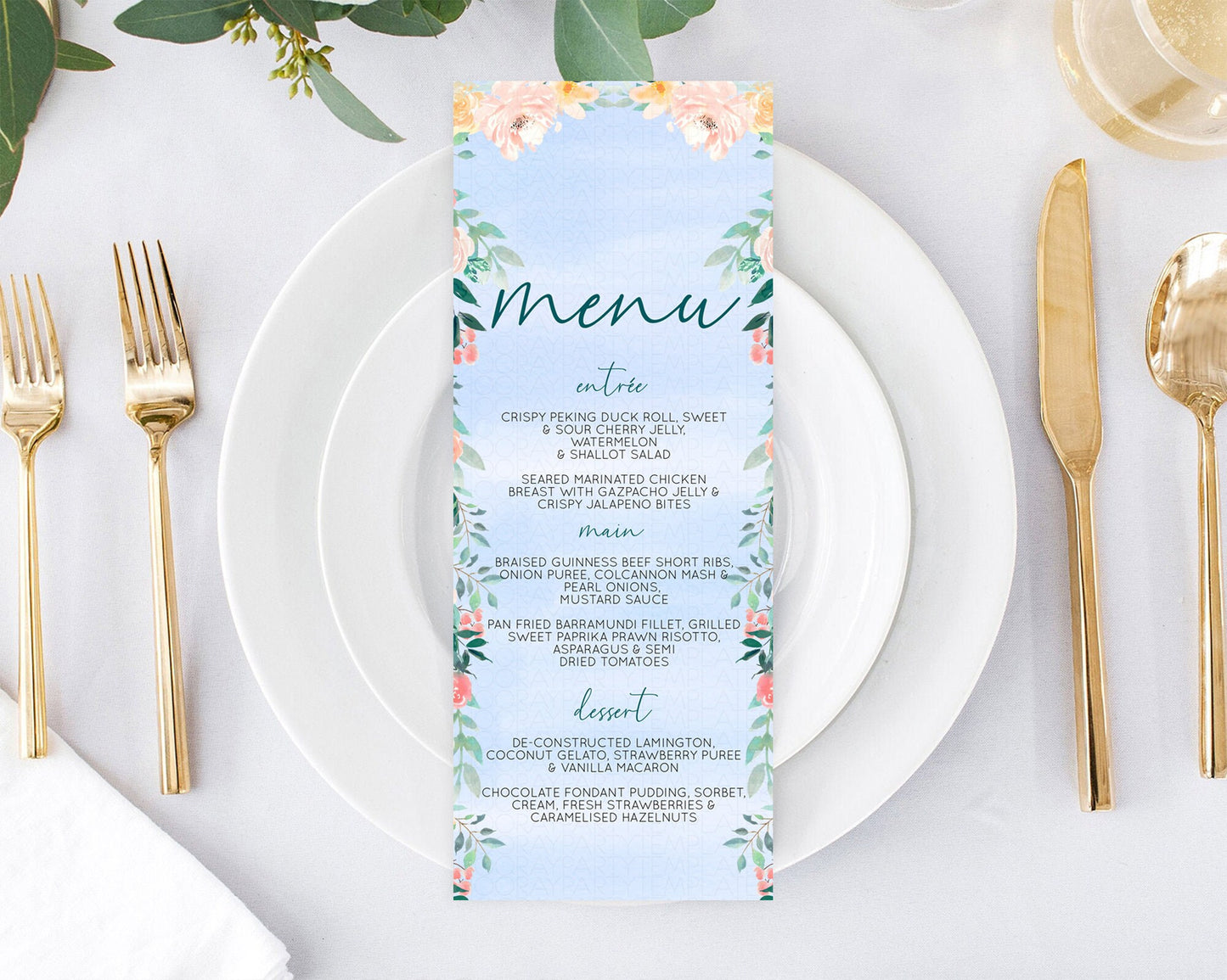 Secret Garden Menu Wildflower Menu Template Pastel Flower Garden Table Decor Boho Floral Dinner Dessert Floral Party Food Menu D10337