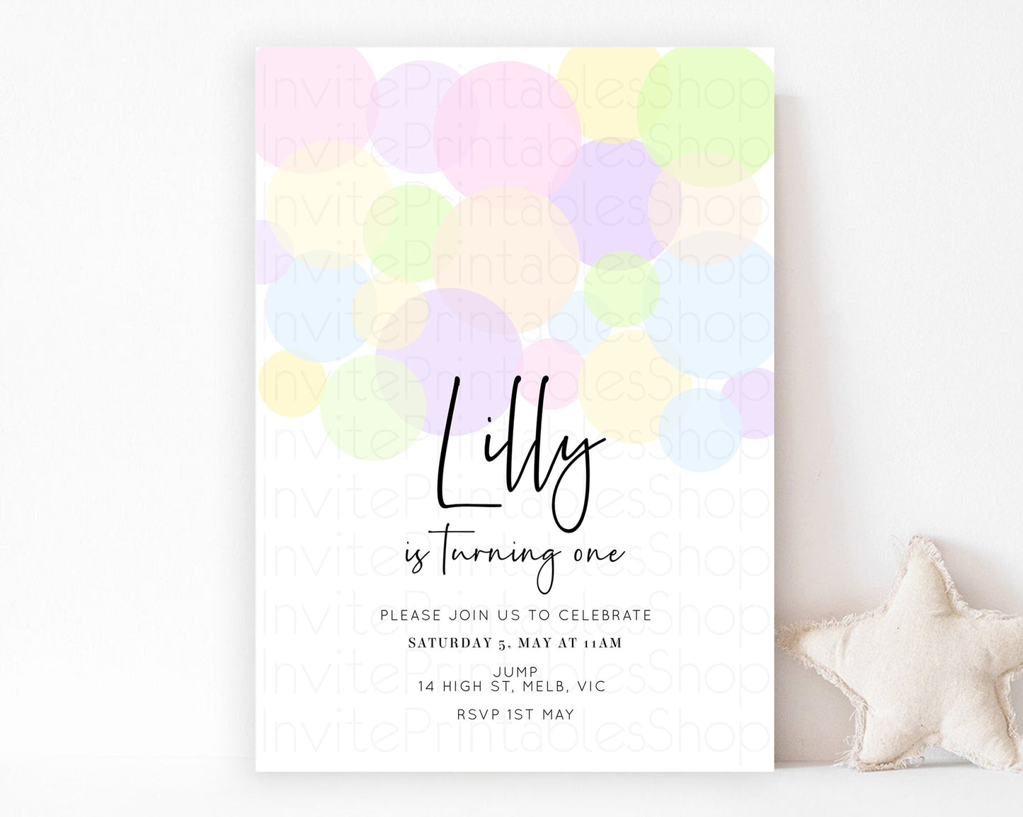 Bubbles Birthday Invitation Rainbow Confetti Invite Pastel Sprinkles Invite Pastel Colorful Art Fun Simple Birthday Invite 1st 2nd 3rd 208