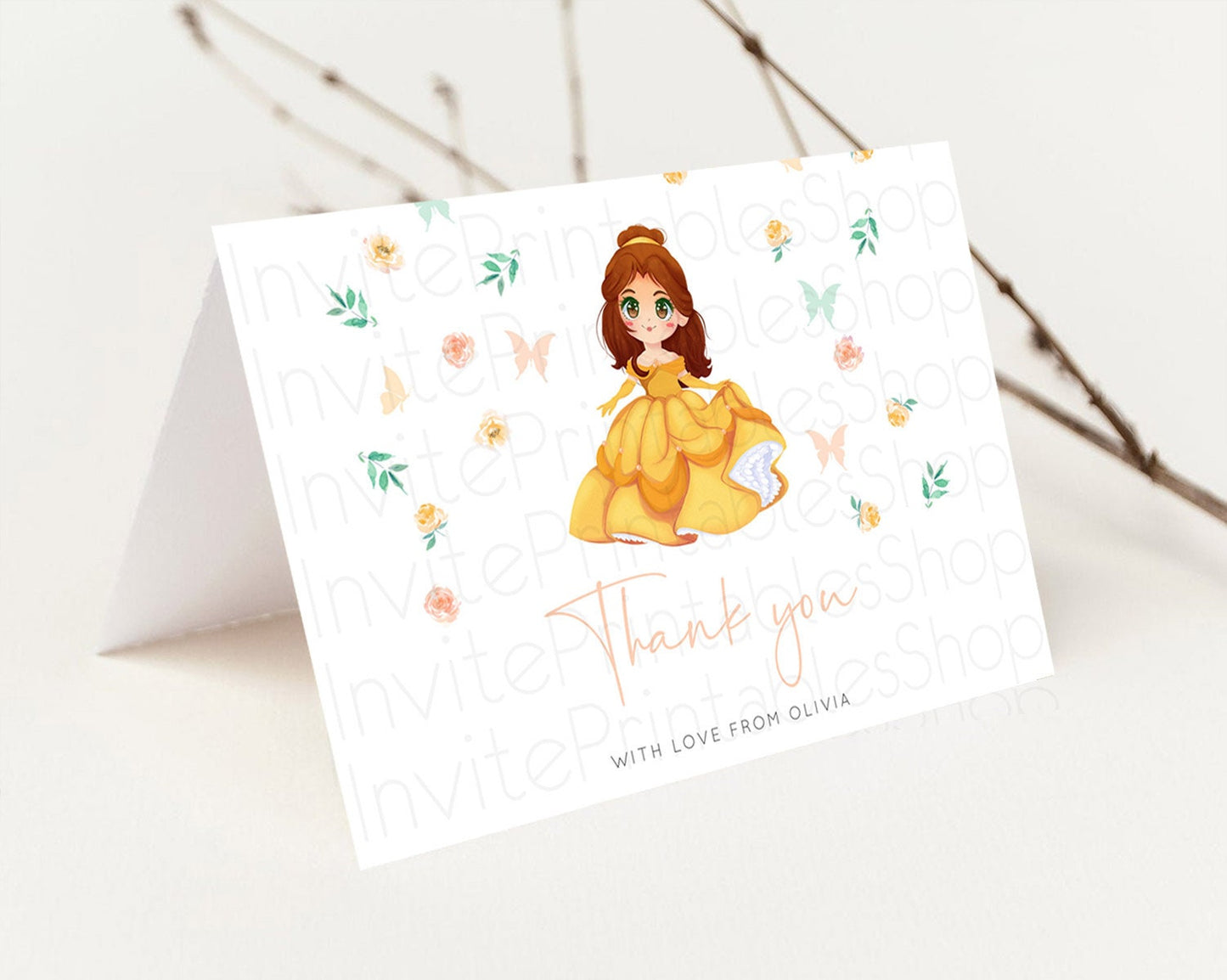 Princess Thank You Castle Thank You Card Secret Garden Birthday Thank You Card Enchanted Castle Pastel Floral Teacher Thank You Card D10890