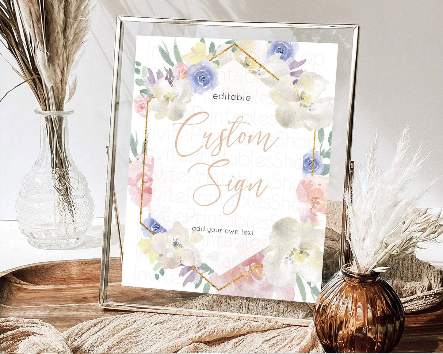 Editable Wildflower Floral Table Sign Decor Secret Garden Sign Template Past