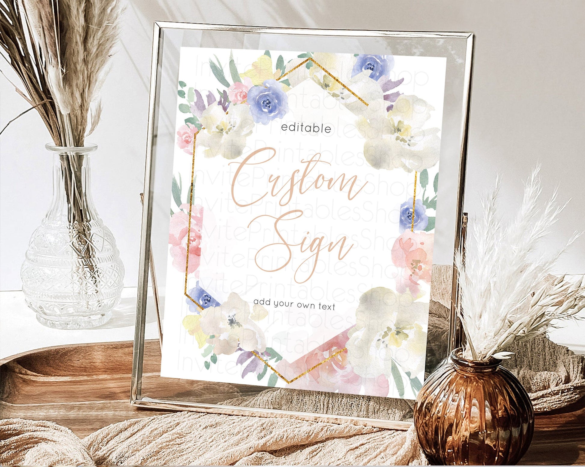 Editable Wildflower Floral Table Sign Decor Secret Garden Sign Template Past