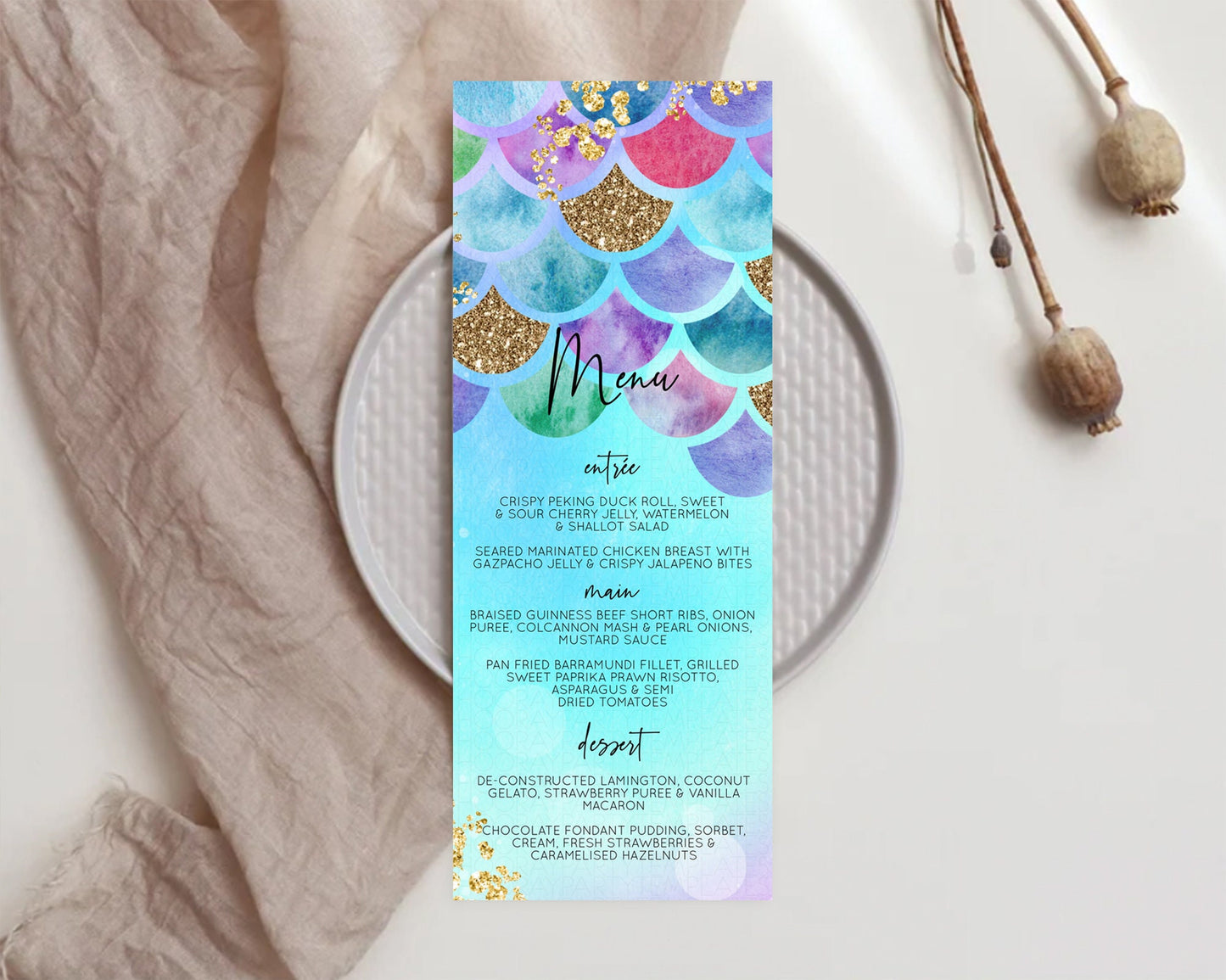 Rainbow Fish Menu Template Rainbow Fish Menu Watercolor Mermaid Décor Rainbow Under Sea Pastel Dinner Dessert Menu Rainbow Food Menu D10581