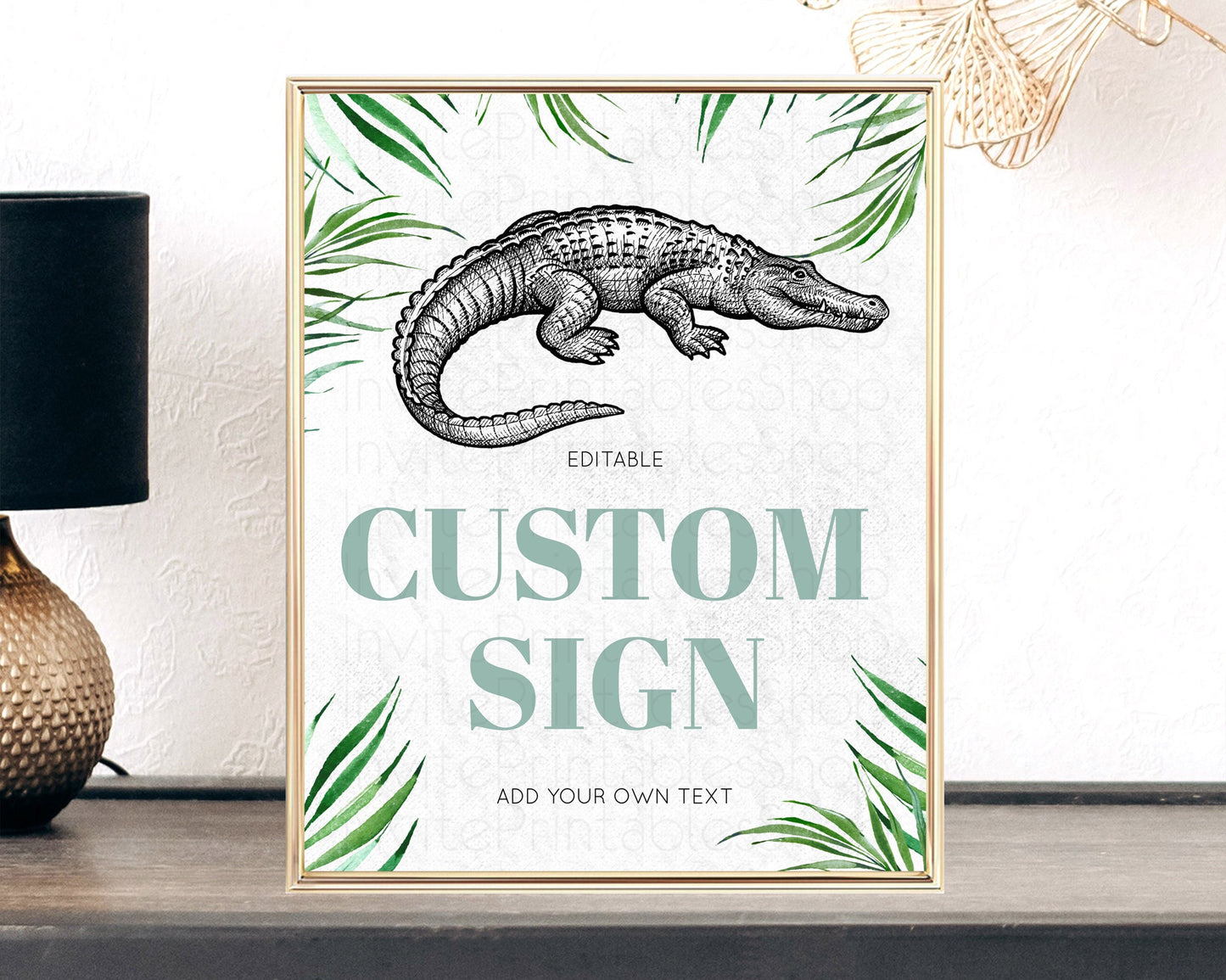 Croc Gator Sign Swamp Table Sign Decor Croc Gator Party Sign Template Safari Adventure Croc Gator Minimal Theme 1st Birthday Baptism D10847