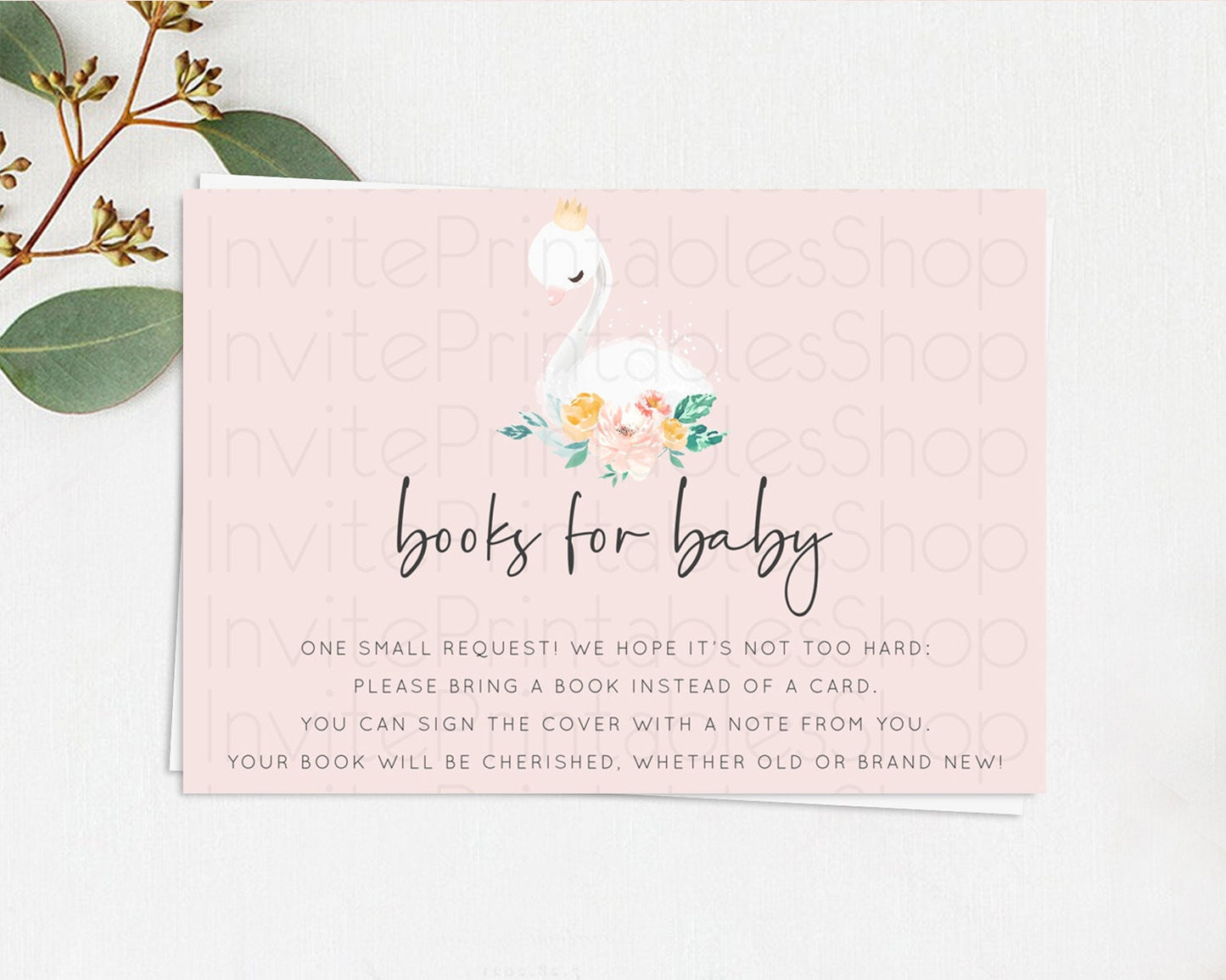 Swan Books For Baby Card Swan Princess Ballet Book Insert Enchanted Swan Lake Book Card Secret Garden Floral Book Poem Request D10388