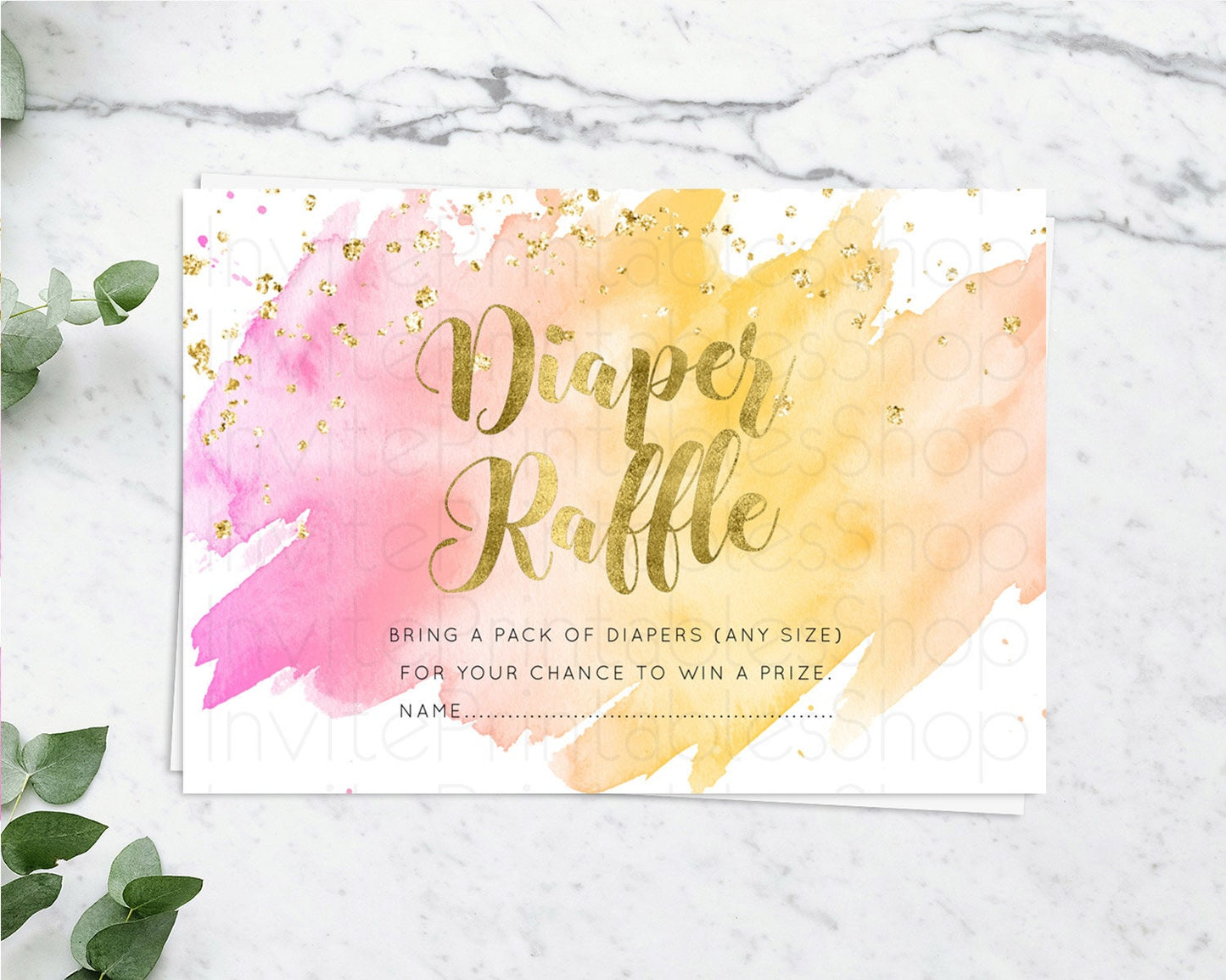 Pastel Diaper Raffle Card Pastel Rainbow Diaper Raffle Insert Colorful Ombre Watercolor Diaper Ticket Confetti Glitter Raffle Game D10526