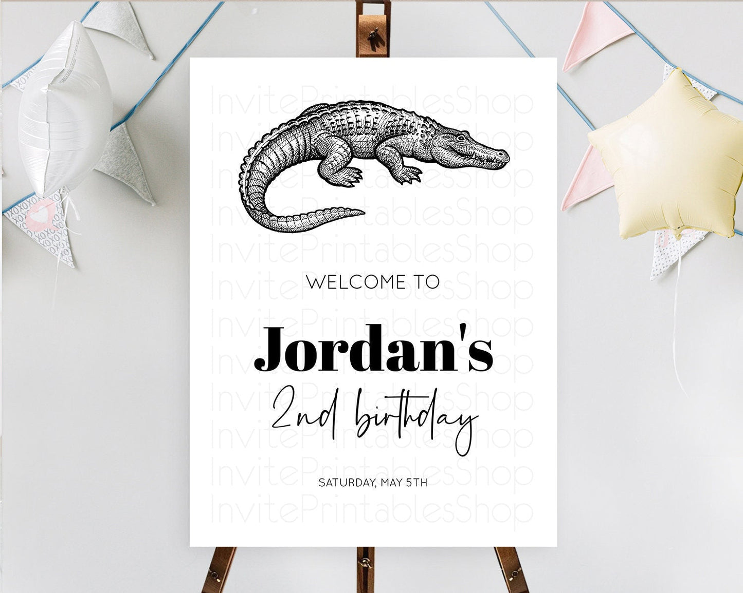 Crocodile Welcome Sign Alligator Welcome Board Croc Gator Party Welcome Poster Safari Decor Croc Gator First Birthday Welcome Sign D10286