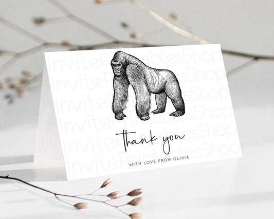 Editable Gorilla Thank You Gorilla Thank You Card Gorilla Party Birthday Tha