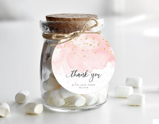 Editable Pink Thank You Tags Pink Watercolor Thank You Gift Tags Pastel Pink