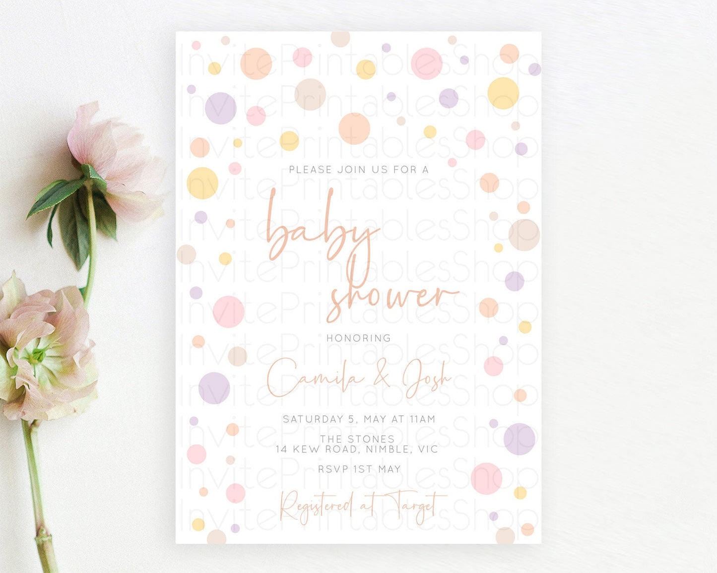 Pastel Rainbow Baby Shower Invitation Pastel Confetti Invitation Sprinkles Bubbles Invitation Colorful Rainbow Confetti Theme D10759