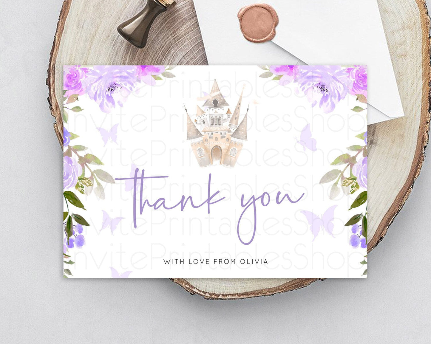 Princess Thank You Castle Thank You Card Secret Garden Birthday Thank You Card Enchanted Castle Pastel Floral Teacher Thank You Card D10339