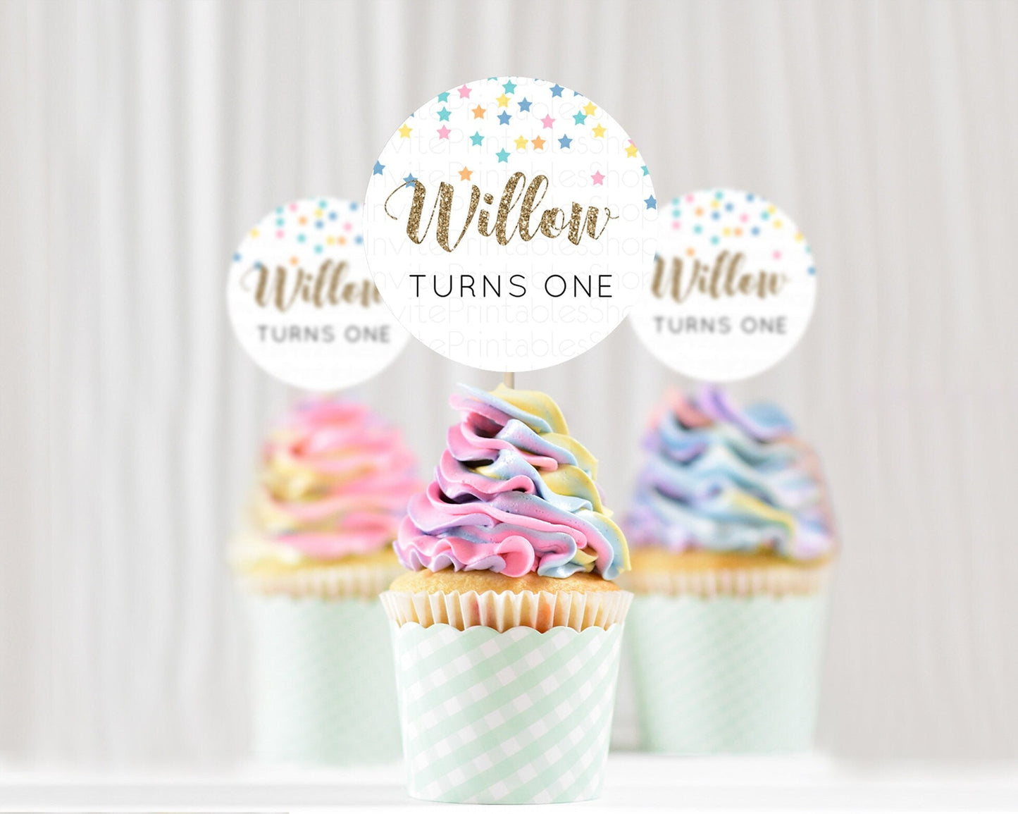 Star Cupcake Toppers Pastel Stars Cupcake Toppers Shooting Star Sprinkle Stars Rainbow Colorful Confetti Twinkle Little Star Decor D10298