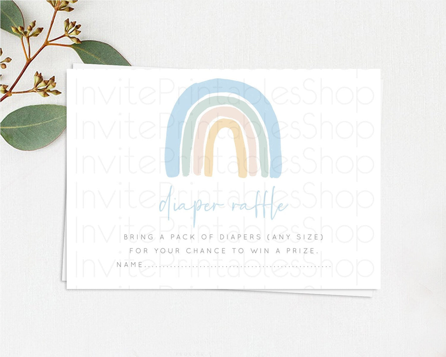 Pastel Rainbow Diaper Raffle Card Boho Rainbow Diaper Insert Boho Rainbow Diaper Ticket Pastel Watercolor Baby Shower Raffle Game D10200