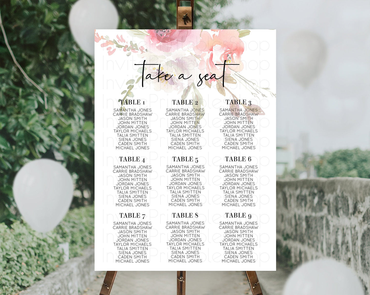 Editable Secret Garden Seating Chart Wildflower Seating Chart Pastel Flowers