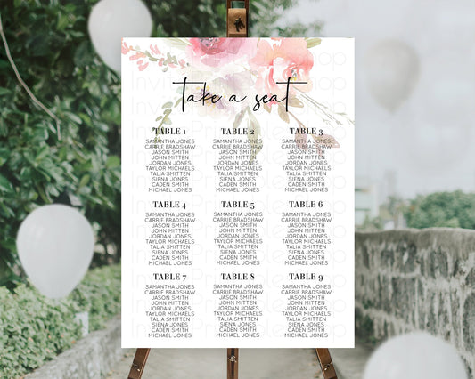Editable Secret Garden Seating Chart Wildflower Seating Chart Pastel Flowers