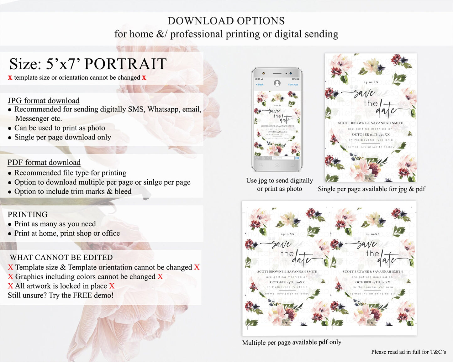Wildflower Save The Date Template Secret Garden Save The Date Pastel Floral Garden Party Boho Flowers Birthday Baby Shower Wedding D10538