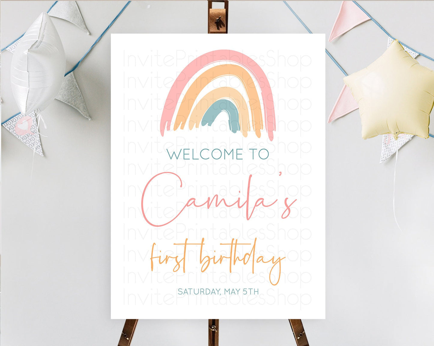 Pastel Rainbow Welcome Sign Boho Rainbow Welcome Board Rainbow Welcome Sign Pastel Welcome Decor Rainbow First Birthday Welcome Sign D10351
