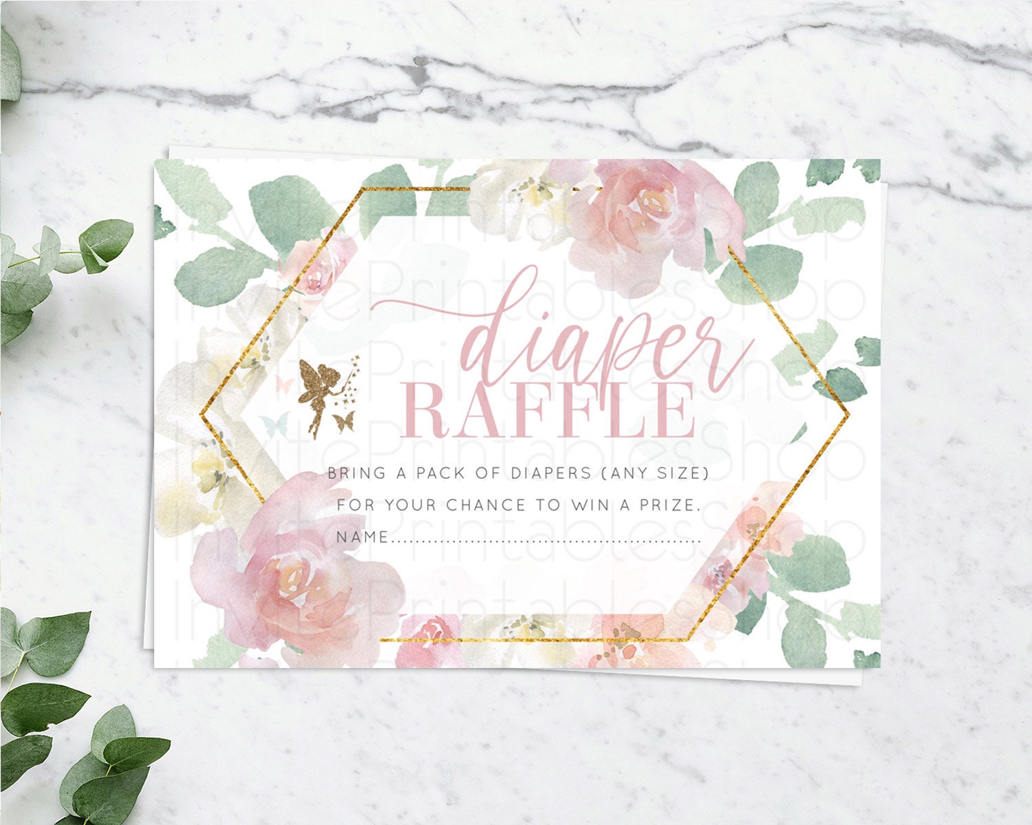Editable Fairy Diaper Raffle Card Fairy Diaper Insert Enchanted Garden Fairy
